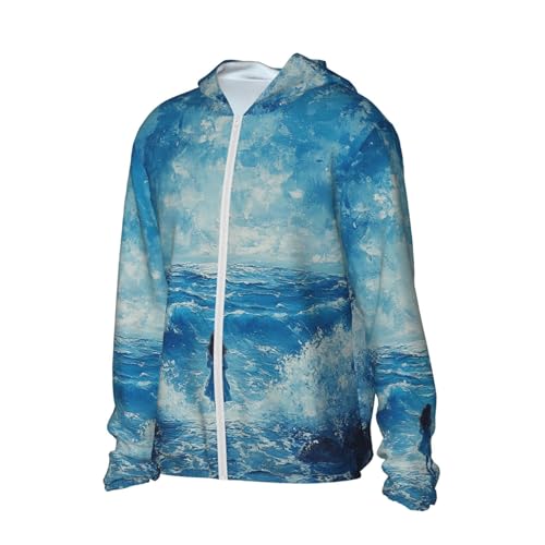 UPF 50+ Sun Protection Hoodie Long Sleeve Blue Ocean Sea Sun Shirt Rash Guard Fishing Shirts for Men 7