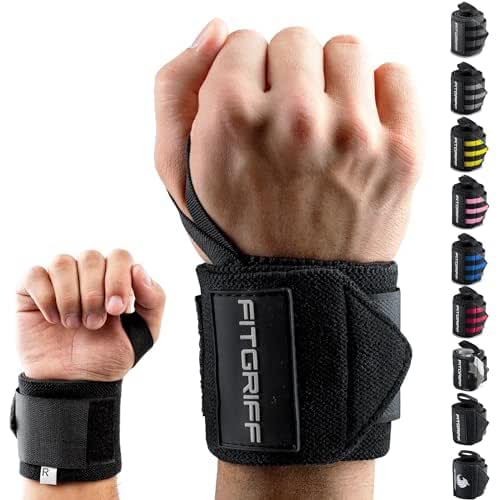 Fitgriff® Wrist Wraps for Weightlifting (18") Heavy-Duty Support for Gym,