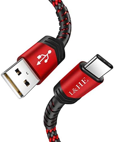 USB Type C Cable 3A Fast Charging [5-Pack 3ft], USB C Cable Fast Charger Charging Cord Compatible with Samsung Galaxy S10 S9 S8 S20 Plus A51 A11, Note 10 9 8, PS5 Controller, USB C Charger (Red, 3FT)