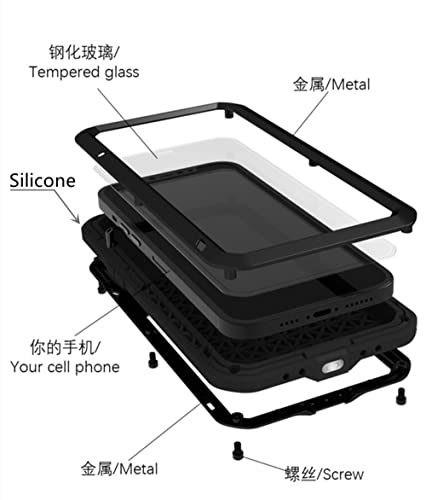 Love Mei For Iphone 13 Pro Case, Outdoor Sports Waterproof Military Heavy Duty Shockproof Dust/Dirt Proof Hybrid Aluminum Metal+Silicone+Tempered Glass Case Hard Cover For Iphone 13 Pro 6.1'' (Yellow) #TOP1