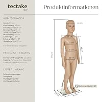 tectake® Schaufensterpuppe, drehbare und bewegliche Puppe lebensgroß, Figuren mit Kopf, Mannequin, Schneiderpuppe, Kleiderpuppe, Aufstellungsfiguren - Kind – Ansicht 6