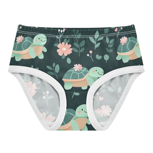 Wusikd Cute Turtles Girls' Underwear Cotton Flowers Girls Briefs Soft Toddler Underwear 2T