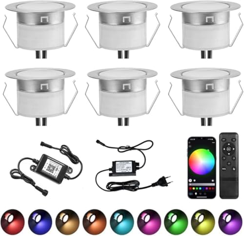 INDARUN WLAN Bodenstrahler Außen 6er Set, RGB, Kompatibel mit Alexa,Google Home, LED Bodeneinbaustrahler Aussen, IP67 Wasserdicht, DC12V, Ø45mm, Terrassenbeleuchtung, Bodenleuchten Außen INDARUN WLAN Bodenstrahler Außen 6er Set, RGB, Kompatibel mit Alexa,Google Home, LED Bodeneinbaustrahler Aussen, IP67 Wasserdicht, DC12V, Ø45mm, Terrassenbeleuchtung, Bodenleuchten Außen
