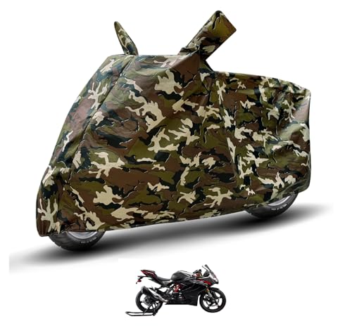 Image of Auto Hub Waterproof Bike Cover Compatible with TVS Apache RR 310 Dustproof, UV Protection Two Wheeler Bike Apache 310 Cover - Army Print