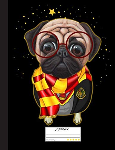 Puggy Potter, Funny Pug Notebook: Blank Lined Journal for Pug Dog Lovers, Dog Mom, Dog Dad and Pet Owners