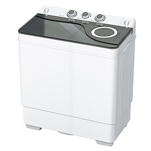 Bonnlo 26lbs Portable Washing Machine, Compact Mini Twin Tub Washer with 18LBS Washer & 8LBS Spin for Apartment, Dorms, RVs, Camping and More (White)