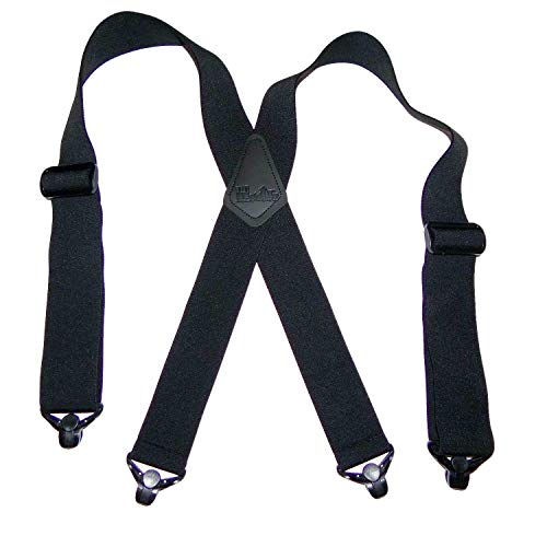 Holdup brand 2" wide XL Airport Friendly Black X-back Suspenders Jumbo black Patented Gripper Clasps