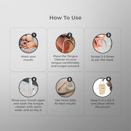 Image of IMECO Stainless Steel Tongue Cleaner for Adults (2 Pack) | Unisex | U-Shaped Tongue Scraper with Travel Pouch | Antimicrobial Properties | Comfortable Handle | Reduces Bacteria & Bad Breath | Easy & Safe to Use