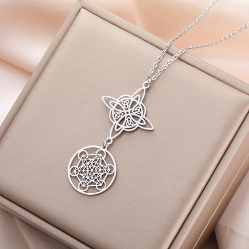 Collier Metatron Cube en acier inoxydable de qualité supérieure amulettes ciselées