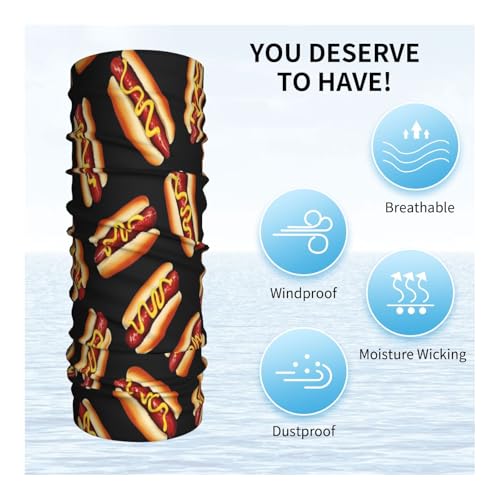 Hot Dog Pattern Neck Gaiter Face Mask Scarf Bandana Head Wrap Uv Protection Balaclava For Sports4