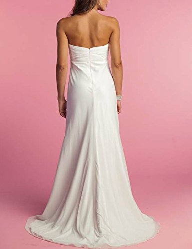 Oyisha Women's Strapless Beach Wedding Dresses Chiffon Slit Bridal Gown Wd009 White 4 #TOP1