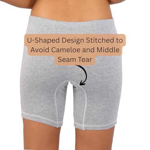 Image of Bralux Cycling Shorts for Women, Girls with Cotton Spandex Set of 3 - Multi Colour Rib Shorts