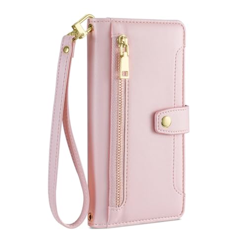 Étui iPhone 15 Pro Max anti perte avec porte carte rose fuchsia