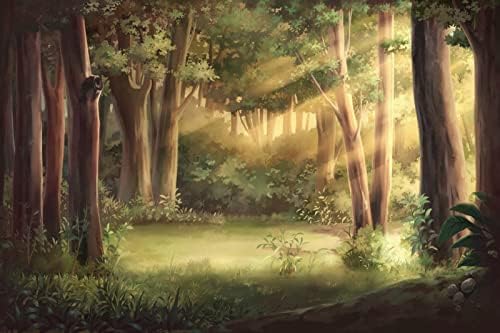 10x8ft Spring Forest Backdrop Trees Sunlight Green Grassland Photography Background Forest Natural Scenery Kids Birthday Party Decor Baby Shower Banner Newborn Baby Pictures Photo Booth Props