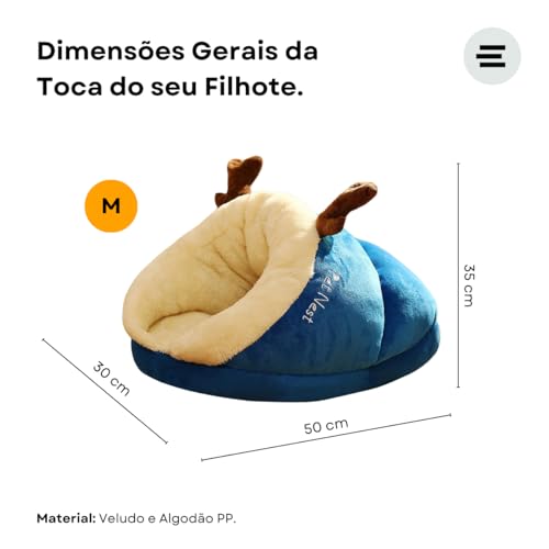 ETHMIX, Cama, Casa para Gato ou Cachorro, Confortável, Formato Pantufa de Alce, Tamanho M