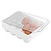 mDesign Stackable Plastic Covered Egg Tray Holder, Storage Container and Organizer for Refrigerator, Carrier Bin with Lid with Handle - Holds 12 Eggs - 2 Pack - White/Clear