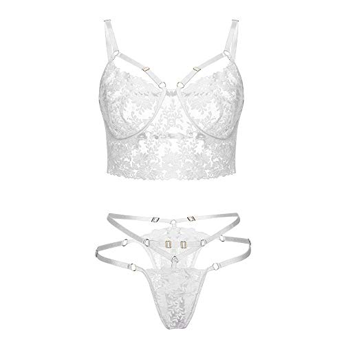 Soutien-gorge à armatures en broderie précieuse et sa jupe de lingerie