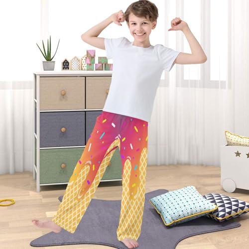 Boy's Pants Deep Color Ice Cream Jogger Pants Elastic Waist Long Bottoms Trousers with Pockets 6-14 Years4