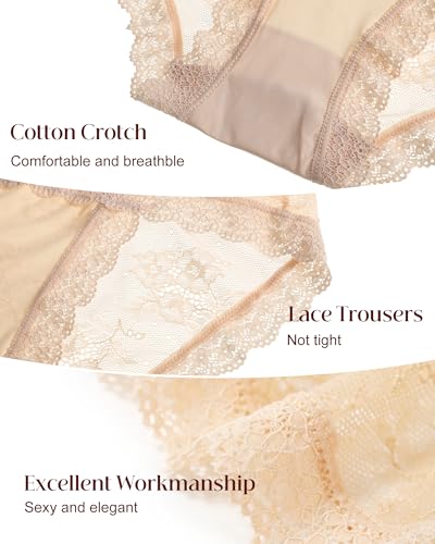Image of LEVAO Sexy Underwear for Women Hipster Cheeky Bikini Lace Panties 6 Pack