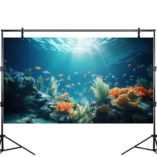 Image of Under The Sea Fish Tank Background Deep Sea Coral Reef Aquarium Background Underwater Rock Aquatic Plants Sunray Terrarium Backgrounds Tropical Fish Ocean Floor Fish Tank Backgrounds Decors 24x16in