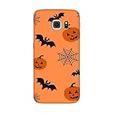 Hulle Schutz kompatibel für Samsung Galaxy S7 Halloween-Kürbisse Orangefarbener Hintergrund mit Fledermäusen und Spinnennetz/Druck auch an den Seiten/Phone Hard Snap on Anti-Rutsch Anti-Scratch