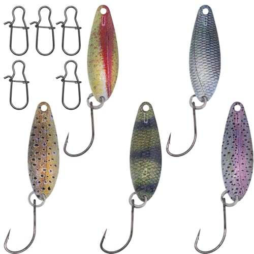 Paradox Fishing Lot de 5 cuillères à truite de 2 g avec décor réaliste et 5 appâts pour la...