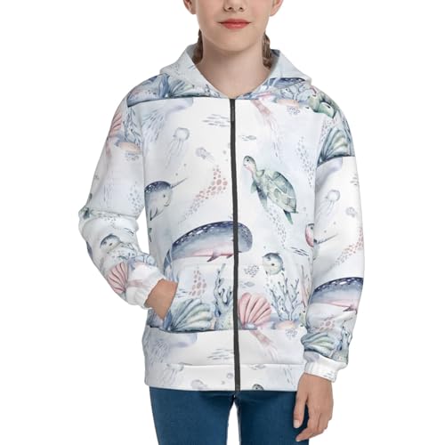 Sea Animals Kid Hoodies Boys Zip Up Sweatshirts Girls Pullover with Pocket3