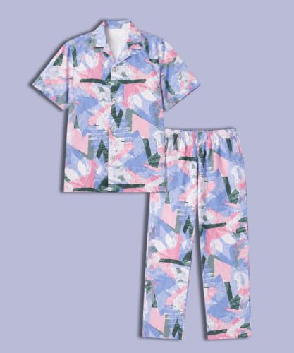 Image of 3BROS Unisex Pure Cotton Short Sleeve Kids Night Dress for Boys & Girls Nightwear /Sleepsuit /Sleepwear /Loungewear Night Suit for Boys and Girls Top and Pyjama Combo Set