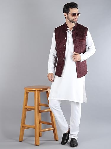 Image of Uri and MacKenzie Men's Silk Blend Kurta Pajama with Designer Ethnic Nehru Jacket /Modi Jacket