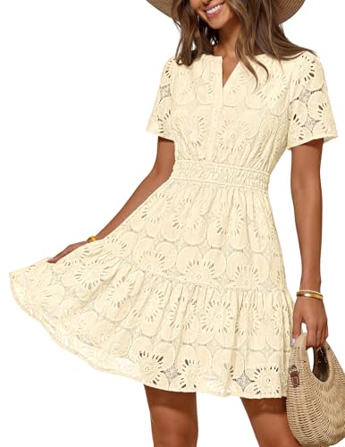 MEROKEETY Women's Summer Lace Boho Mini Dress 2026 Short Sleeve Floral Eyelet A Line Vacation Beach Short Sundress, Apricot, Small at Amazon Women's Clothing store MEROKEETY Women's Summer Lace Boho Mini Dress 2026 Short Sleeve Floral Eyelet A Line Vacation Beach Short Sundress, Apricot, Small at Amazon Women's Clothing store