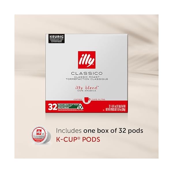 illy Coffee, Smooth and Balanced, Classico Medium Roast , Made with 100% Arabica Coffee, All-Natural, No Preservatives, Coffee Pods for Keurig Machines, 32 K-Cup Pods (Pack of 1) - Image 3