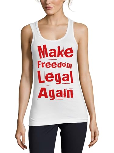 Camiseta sin mangas de algodón blanco Make Freedom Legal Again para mujer para diario