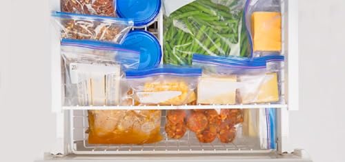 Image of Zip Lock Reusable Slider Zipper Transparent Bag For Food Storage,Fruit Vegetable Freeze Storage Pouch Bags, Ziplock Bags Best For Fridge Storage, Preserving Food (25 PCS BLUE ZIPPER BAG)