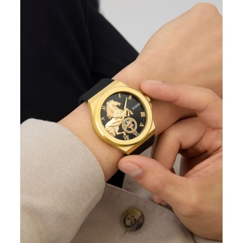Image of GUESS Round 44mm Black Dial Analog Men Watch - GW0979G1