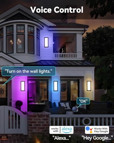 Image of SHIMR Outdoor Wall Lights, Porch Lights RGBCW Outdoor Light Fixture, Color Changing Exterior Sconce Waterproof Antirust [ETL Listed]