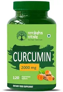 Vruksha Vitals Curcumin with Piperine > 95% Curcuminoids [LAB TESTED - COA ATTACHED] 2000 mg - 120 tablets/capsules supplement powder - Curcumin Extract supplements