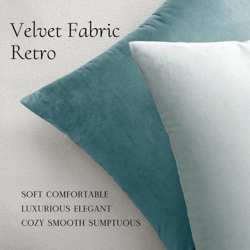 Image of MIULEE Pack of 2 Velvet Pillow Covers Decorative Square Pillowcase Soft Solid Cushion Case for Sofa Bedroom Car 12 x 12 Inch Baby Blue