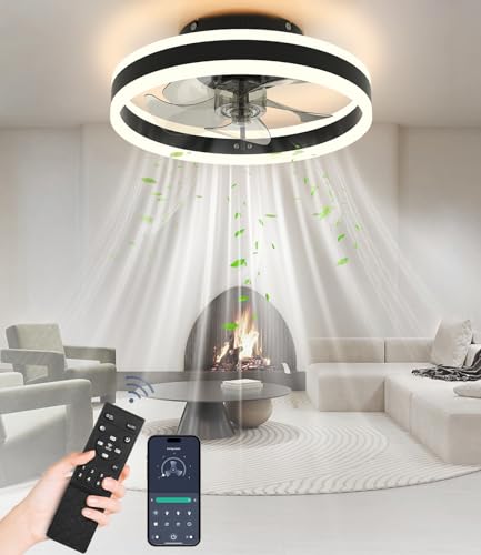 Nalezuns LED Deckenventilator mit Beleuchtung, 50cm Ventilator...