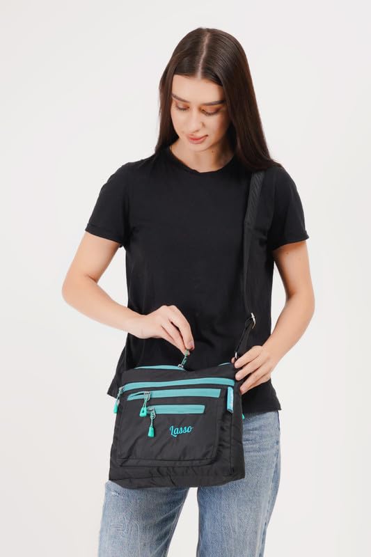 Image of Lasso Stylish Multi-Pocket Crossbody Waterproof Sling Bag For Women with Adjustable Strap | Stylish Ladies one side bag and purse for women & girls | 5 L Capacity & 5 Multiple Pockets with Zip