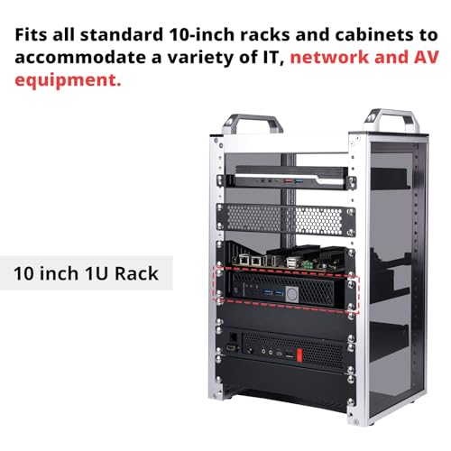 Image of GeeekPi DeskPi RackMate 1U Rack Shelf, 10 Inch, Black, Metal, Rack Mount, Compatible with Server, Audio, Video Equipment
