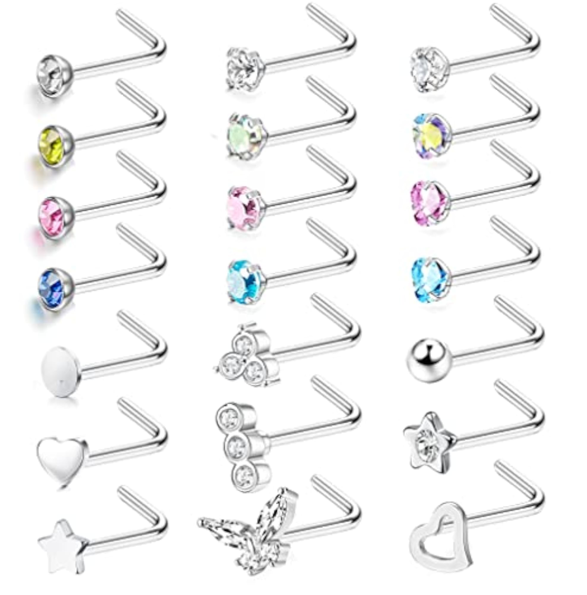 21 Pieces Nose Piercing Plug Set