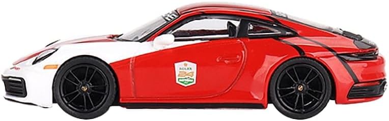 911 (992) Carrera S Safety Car 2023 Daytona 24 Hours Red and White with Stripes Limited Edition to 3600 pieces Worldwide 1/64 Diecast Model Car by True Scale Miniatures MGT00699
