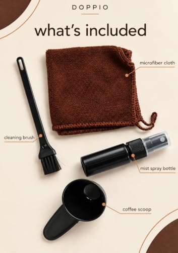 Image of DOPPIO Coffee Maker Accessories Kit - Cleaning Brush, Microfiber Cloth, Mist Spray Bottle & Coffee Scoop, Essential Barista Tools for Easy Maintenance