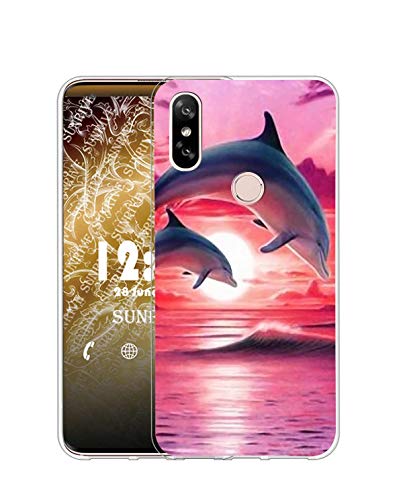 Sunrive Kompatibel mit Xiaomi Mi A2 Hülle Silikon, Transparent Handyhülle Schutzhülle Etui Hülle (Q Delfin)+Gratis Universal Eingabestift MEHRWEG