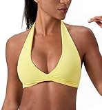 Sports Bra for Women Seamless Halter Padded Yoga Bras Open Back Gym Low Impact Workout Crop Tank Top