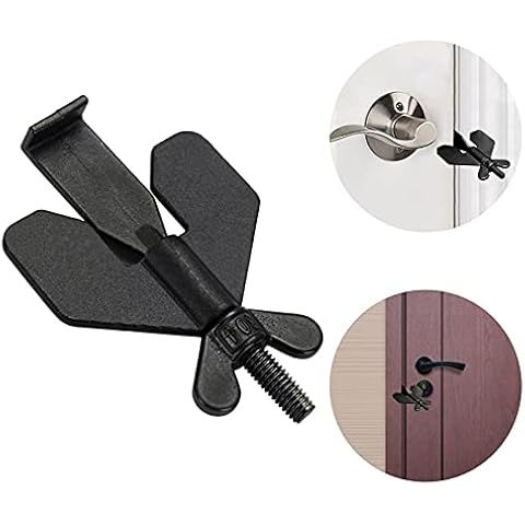 INCREWAY Portable Door Lock, Stainless Steel Door Lock Security Device Door Locker from Inside Locks Privacy Door Locker for Home Hotel School Dormitory Apartment, Black Cover
