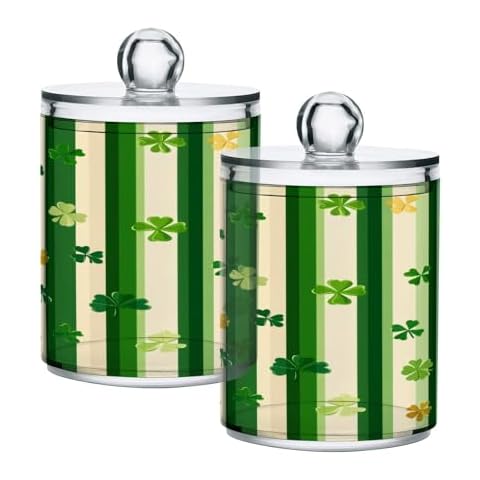Zhirexin Saint Patrick's Striped 2PC Airtight Transparent Glass Storage Jars, Food Storage Containers Glass, Can Store Food, Herbs, Tea, Etc, With Storage Lids, Easy to Use and Clean. Cover