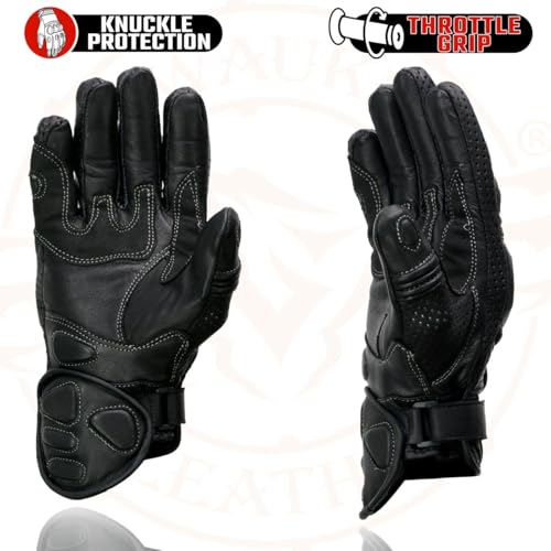 Image of Milwaukee Leather Men's Premium Leather Motorcycle Racing Gloves - Hand Protection, Gel Palm, Adjustable Fit - Small