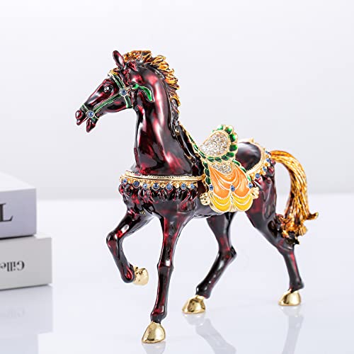 Ingbear Black Horse Figurine Hinged Trinket Boxes, Unique Gift For Mother's Day, Hand-Plated Enameled Jewelry Box, Animals Ornaments For Home Decor. #TOP2