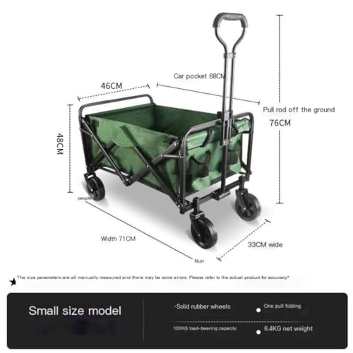 Transportwagen Outdoor-Wohnmobil, Tragbarer Campinganhänger, Zusammenklappbarer Einkaufswagen, Wohnmobilanhänger, Picknickwagen Tragbarer Wagen(Green) – Bild 3